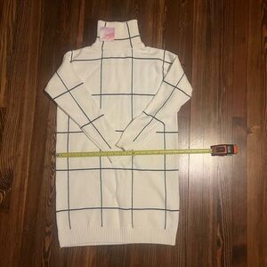 Chicwish White and Black Grid Turtleneck Sweater